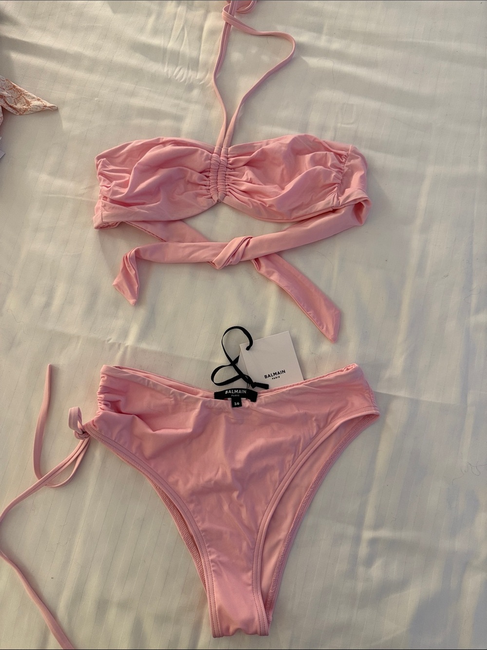 Balmain Light Pink Bikini Set with Tie Details